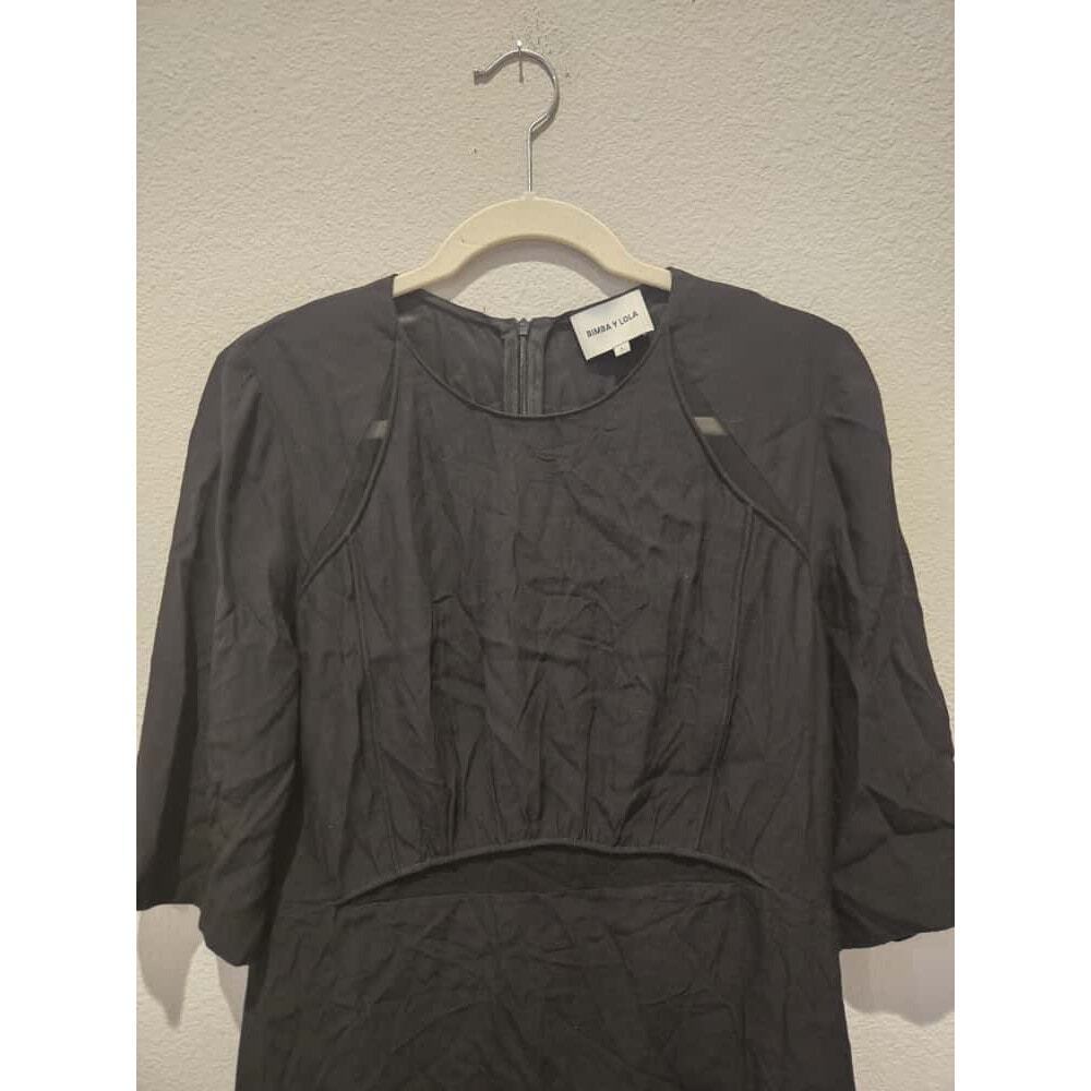 Bimba Y Lola Women's Black Knee Length Dress Size L Formal Scoop Neck